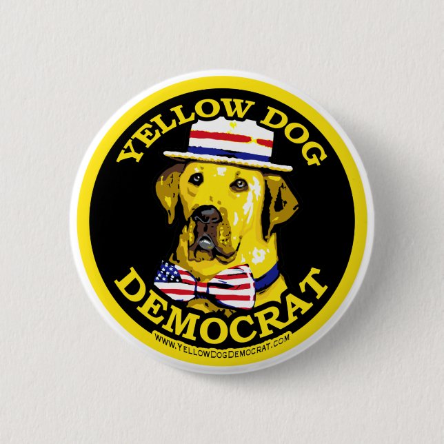 Schwarzer Knopf gelber Hundedemokraten Button (Vorderseite)