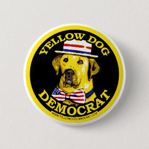 Schwarzer Knopf gelber Hundedemokraten Button