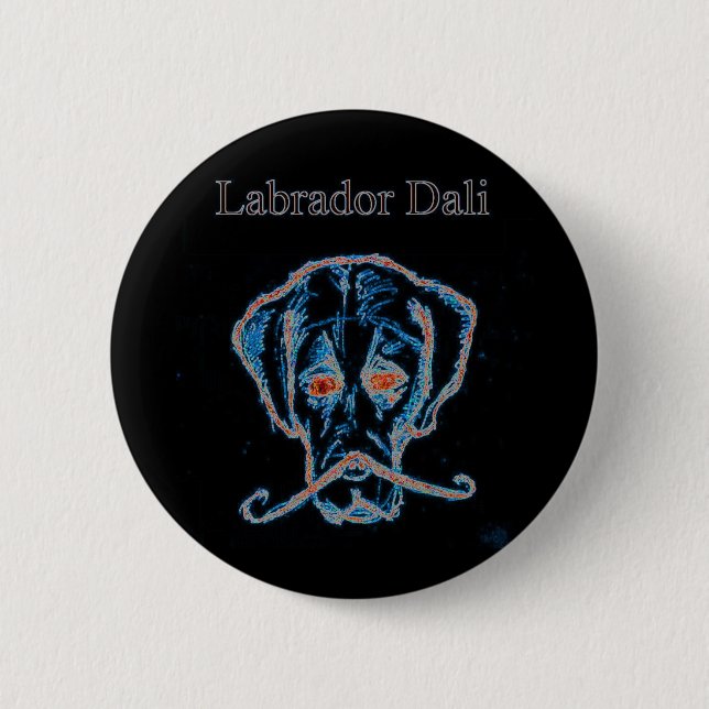 Schwarzer Knopf Labradors Dali Button (Vorderseite)