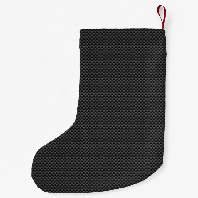Schwarzer Kohlenstoff-Faser-Art-Druck-Hintergrund Kleiner Weihnachtsstrumpf (Rückseite)