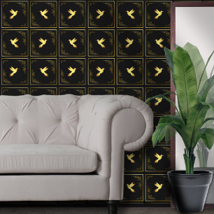 Schwarzer Kolibri mit Gold  Tapete
