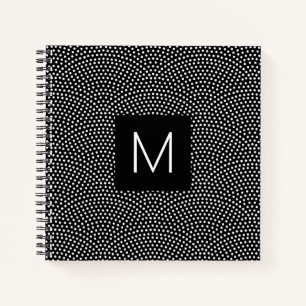 Schwarzer Komon (Haihaut) Mit Monogramm Notizbuch