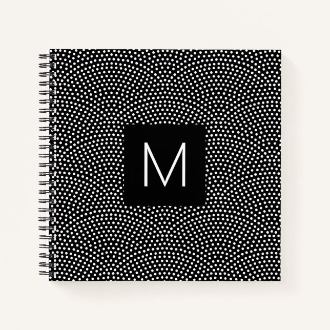 Schwarzer Komon (Haihaut) Mit Monogramm Notizbuch (Vorderseite)