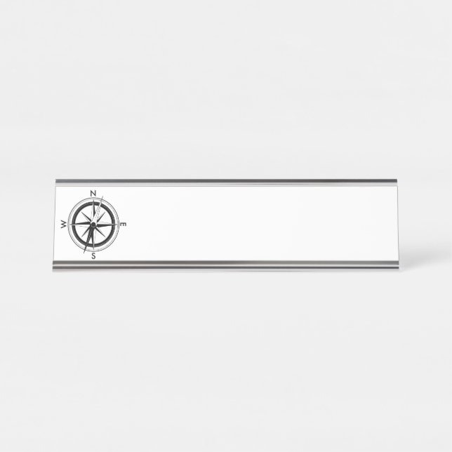 Schwarzer Kompass Schreibtischnamensplakette (Vorderseite )