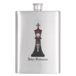 Schwarzer König / Personalisierter Name Flachmann