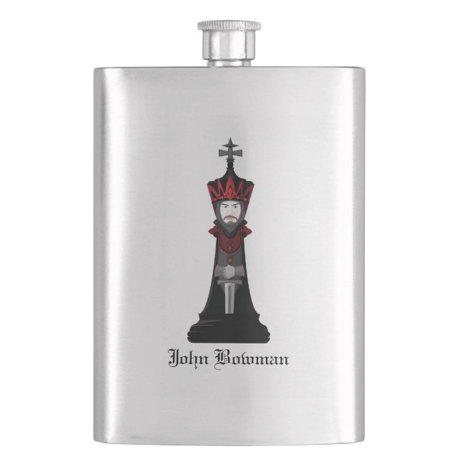 Schwarzer König / Personalisierter Name Flachmann (Vorderseite)