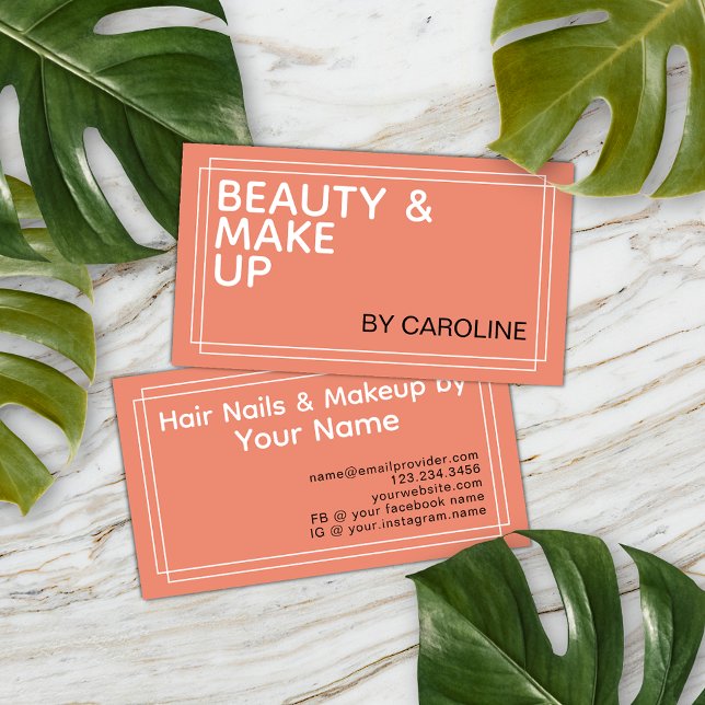Schwarzer Korallenpfirsichpulver Pinselstrich Make Visitenkarte (Von Creator hochgeladen)