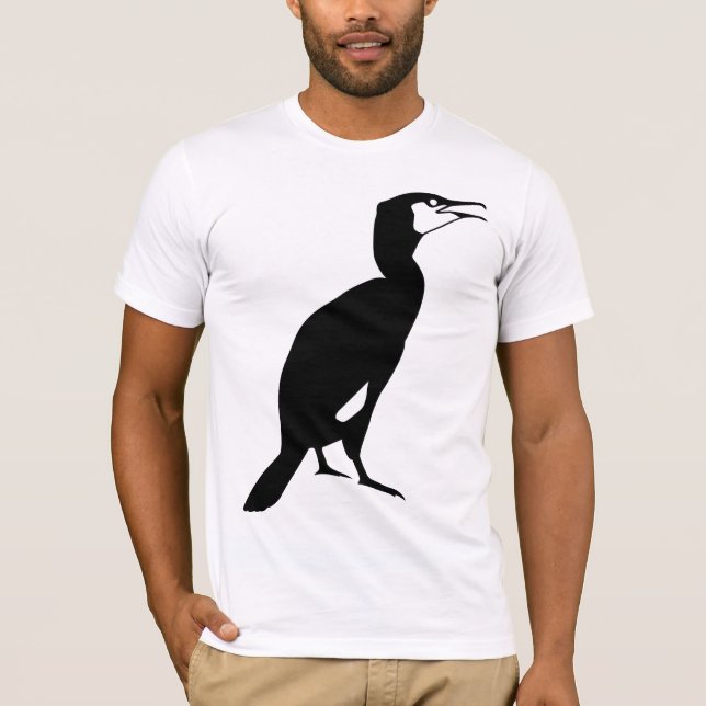 Schwarzer Kormoran-Vogel T-Shirt (Vorderseite)