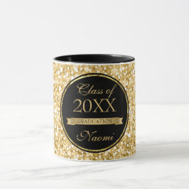 Schwarzer Kreis Gold Glitzer Tasse
