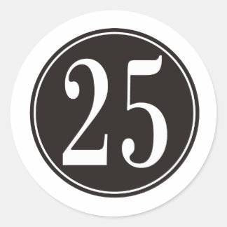 Schwarzer Kreis - Nummer 25 (vorne) Runder Aufkleber