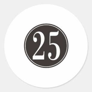 Schwarzer Kreis - Nummer 25 (vorne) Runder Aufkleber