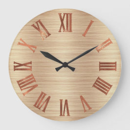 Schwarzer Kupfer Rose Gold Roman Wood Urban Große Wanduhr
