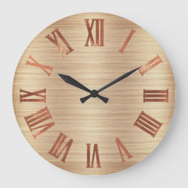 Schwarzer Kupfer Rose Gold Roman Wood Urban Große Wanduhr