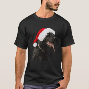 Schwarzer Lab Cute Hund Weihnachtsmann Hut Weihnac T-Shirt