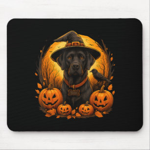 Schwarzer Lab Halloween Hexenhut Labrador Hund Kür Mousepad