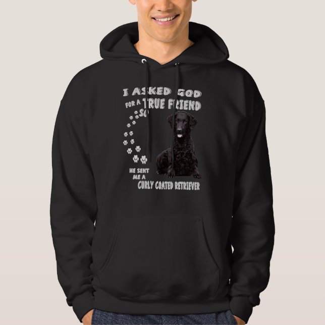 Schwarzer Lab Hund mit lockerer Beschichtung Retri Hoodie (Vorderseite)