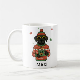 Schwarzer Lab Hund Weihnachten benutzerdefinierter Kaffeetasse