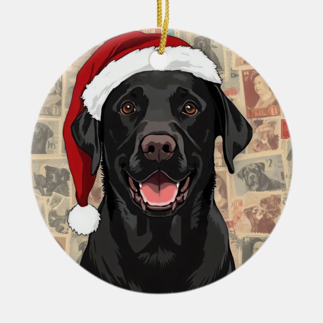 Schwarzer Lab Keramik Ornament (Vorne)