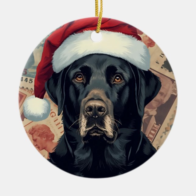 Schwarzer Lab Keramik Ornament (Vorne)