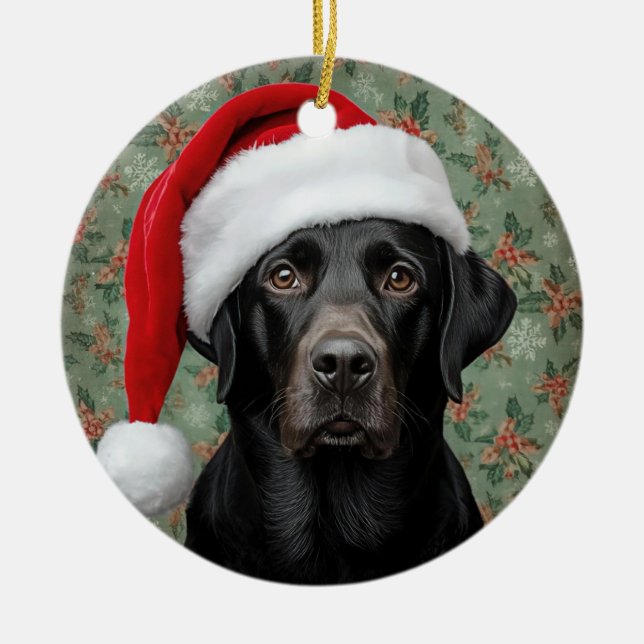 Schwarzer Lab Keramik Ornament (Vorne)
