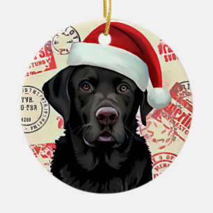 Schwarzer Lab Keramik Ornament