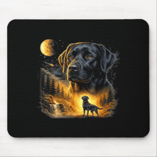 Schwarzer Lab Labrador heult zum Mond Vintage-Hund Mousepad