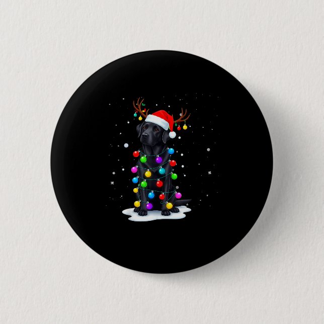 Schwarzer Lab Labrador Hund Lustige Weihnachtsbele Button (Vorderseite)