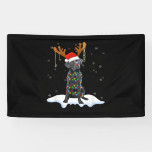 Schwarzer Lab Labrador Weihnachtsbaum Licht Pyjama Banner