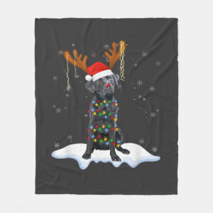 Schwarzer Lab Labrador Weihnachtsbaum Licht Pyjama Fleecedecke