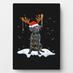 Schwarzer Lab Labrador Weihnachtsbaum Licht Pyjama Fotoplatte