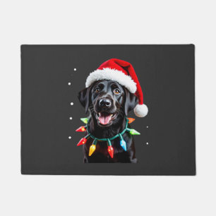 Schwarzer Lab Labrador Weihnachtsbaum Licht Pyjama Fußmatte