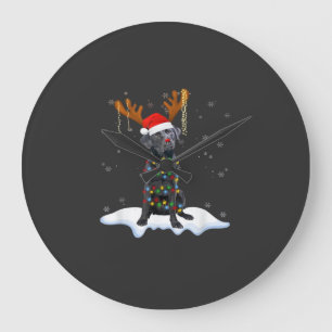 Schwarzer Lab Labrador Weihnachtsbaum Licht Pyjama Große Wanduhr