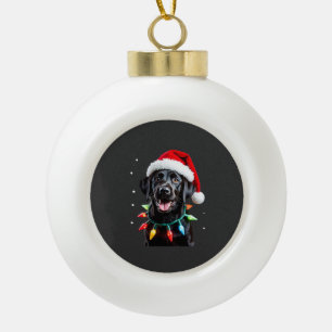 Schwarzer Lab Labrador Weihnachtsbaum Licht Pyjama Keramik Kugel-Ornament