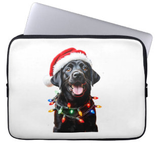 Schwarzer Lab Labrador Weihnachtsbaum Licht Pyjama Laptopschutzhülle