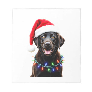 Schwarzer Lab Labrador Weihnachtsbaum Licht Pyjama Notizblock