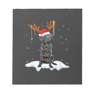 Schwarzer Lab Labrador Weihnachtsbaum Licht Pyjama Notizblock