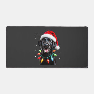 Schwarzer Lab Labrador Weihnachtsbaum Licht Pyjama Schreibtischunterlage