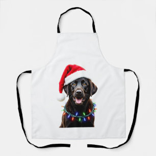 Schwarzer Lab Labrador Weihnachtsbaum Licht Pyjama Schürze