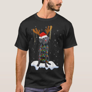 Schwarzer Lab Labrador Weihnachtsbaum Licht Pyjama T-Shirt