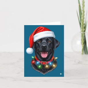 Schwarzer Lab Labrador Weihnachtshund Santa Hut Li Karte