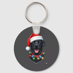Schwarzer Lab Labrador Weihnachtshund Santa Hut Li Schlüsselanhänger