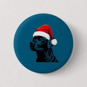 Schwarzer Lab Labrador Weihnachtsmann Hut Weihnach Button