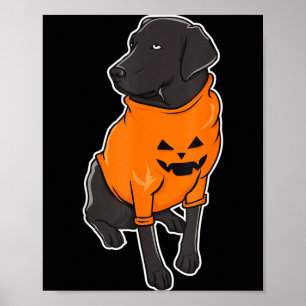 Schwarzer Lab-Mischlings-Welpe Halloween-Kürbis Poster