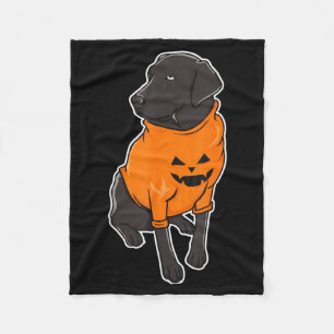 Schwarzer Lab-Mutt-Mischlingshund Halloween-Kürbis Fleecedecke
