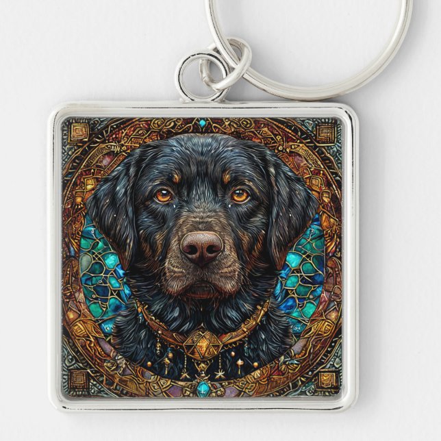 Schwarzer Labradhund Schlüsselanhänger (Vorne)