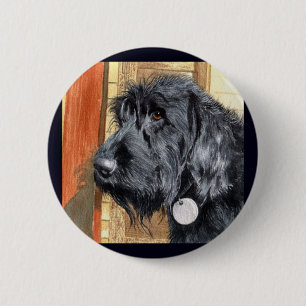 Schwarzer Labradoodle #1 Knopf Button