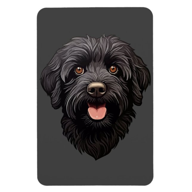 Schwarzer Labradoodle-Hund Magnet (Vertikal)