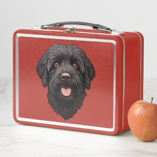 Schwarzer Labradoodle-Hund Metall Brotdose