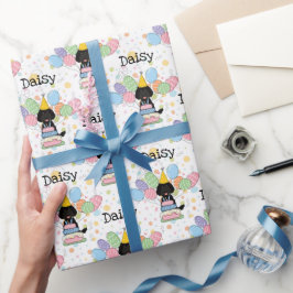 Schwarzer Labradoodle Hund zum Geburtstag Geschenkpapier
