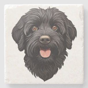 Schwarzer Labradoodle-Hundemarben Steinuntersetzer
